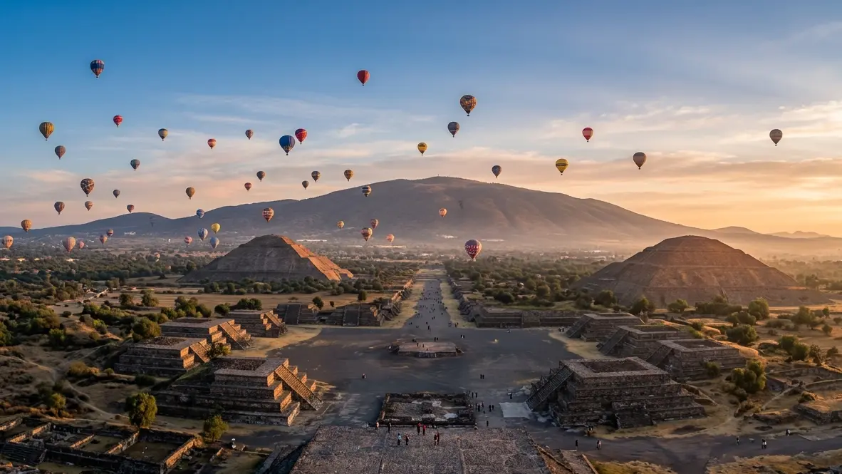 Vuelo en globo sobre Teotihuacán